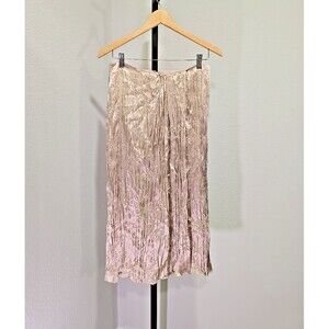 Vince Silk Blend Cream Midi Skirt Womens 2 Sheer Floral Designer Elegant Sheer